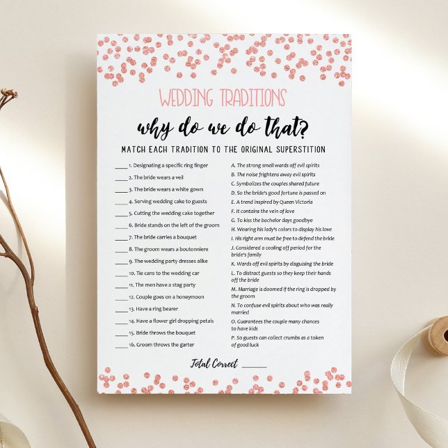 Wedding traditions with Answers game Card (Creator Uploaded)