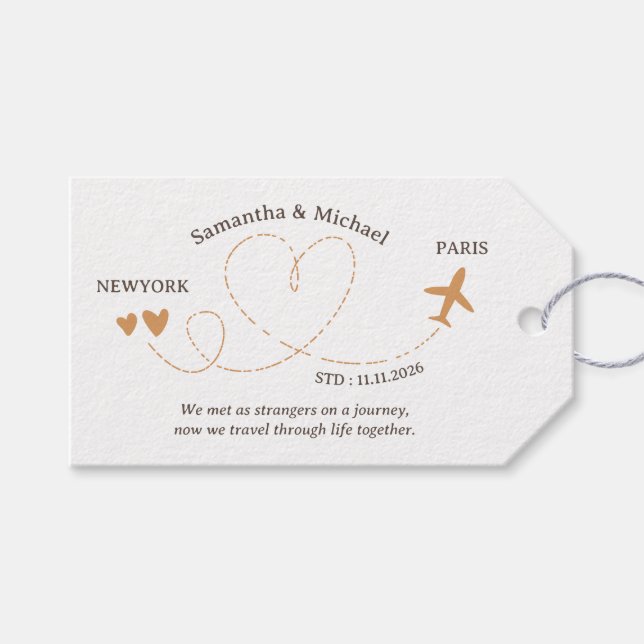 Wedding Travel Flight Airplane Gift Tags (Front (Horizontal))
