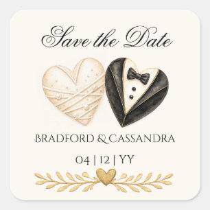 Wedding treat favour Save the Date bride groom   Square Sticker