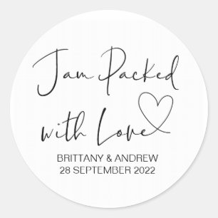 Wedding Treat Jar Favor Jam Packed With Love Classic Round Sticker