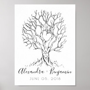 Wedding Tree Fingerprint Guestbook Hand Drawn