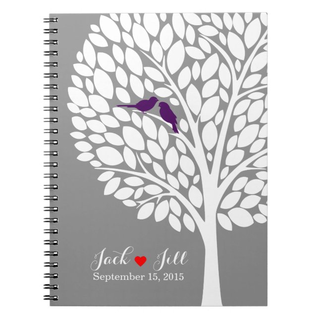 wedding tree guest book planner notebook purple (Front)