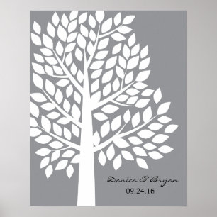 Wedding Tree Poster - Grey