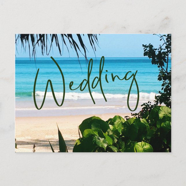Wedding Tropical Beach Ocean Blue Destination Invitation Postcard (Front)