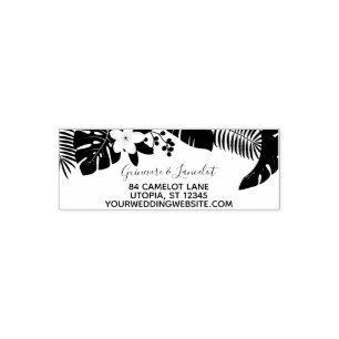 Wedding Tropical Palm Leaves Modern Return Address Self-inking Stamp