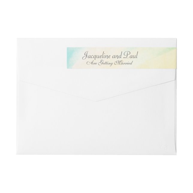 Wedding Tropical Watercolor Wrap Around Label (Back)