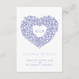 Wedding tulip bouquet monogram blue white changes enclosure card