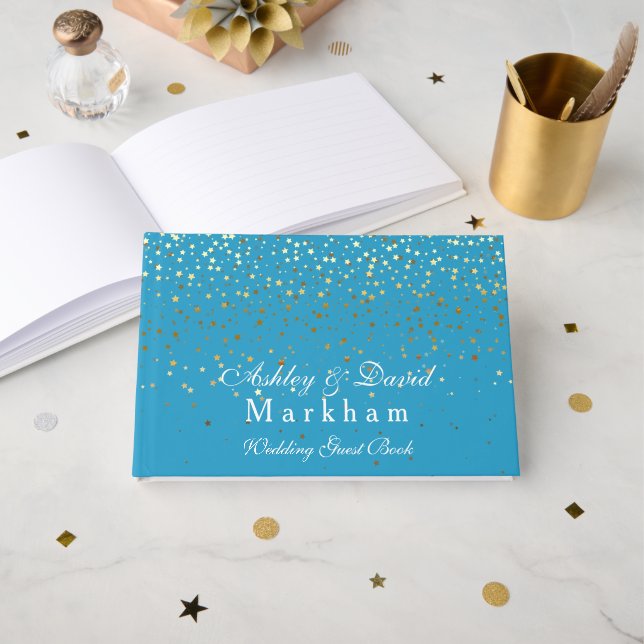 Wedding Turquoise Blue Guest Book (Front Open)