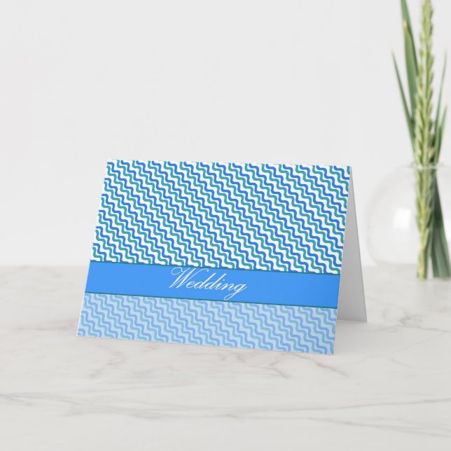 Wedding Turquoise Blue Wavy Pattern Card (Front)