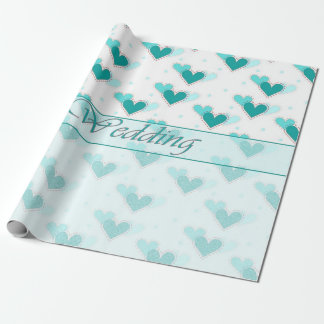 Wedding Turquoise Hearts Rows Wrapping Paper