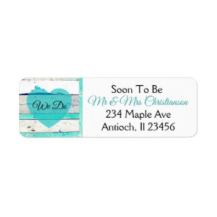 Wedding Turquoise Teal and White Wood Labels