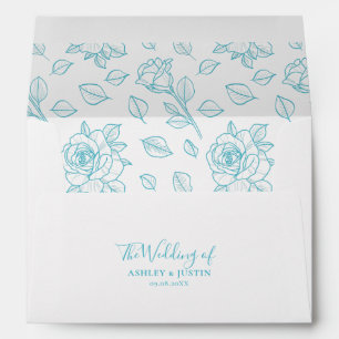 Wedding Turquoise Vintage Crest Invitation Custom Envelope