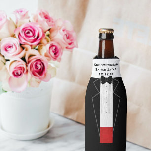 Wedding Tuxedo Groomswoman Bottle Cooler