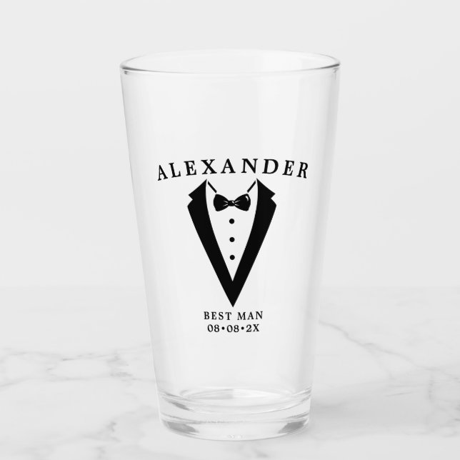  Wedding Tuxedo Personalized Best Man Glass (Front)
