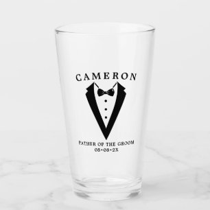 Wedding Tuxedo Personalized Father Of the Groom Glass