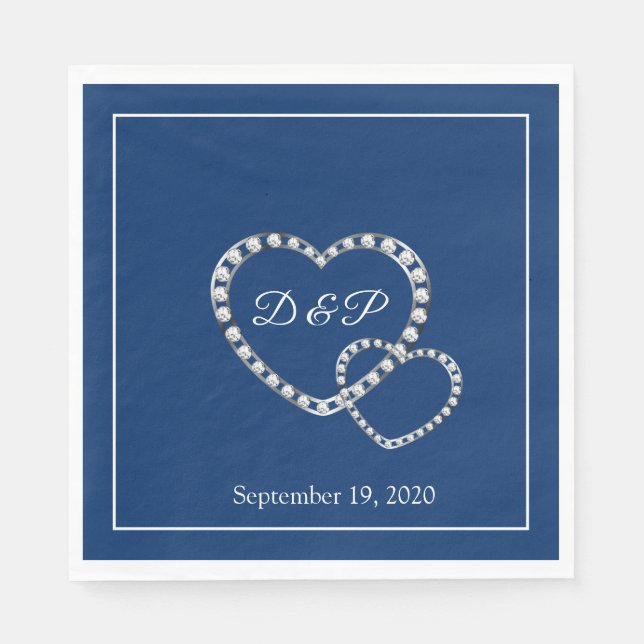 Wedding Two Hearts Paper Napkins (Front)