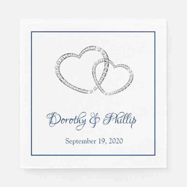 Wedding Two Hearts Paper Napkins (Front)