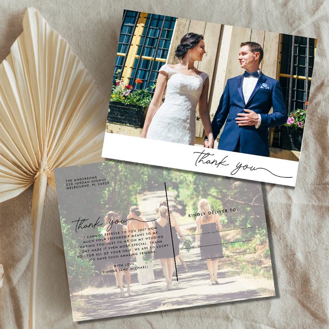 Wedding Two Photo Thank You Budget Postcard (Creator Uploaded)