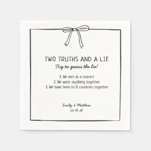 Wedding Two Truths and a Lie Game Fun Fact Bow Napkin