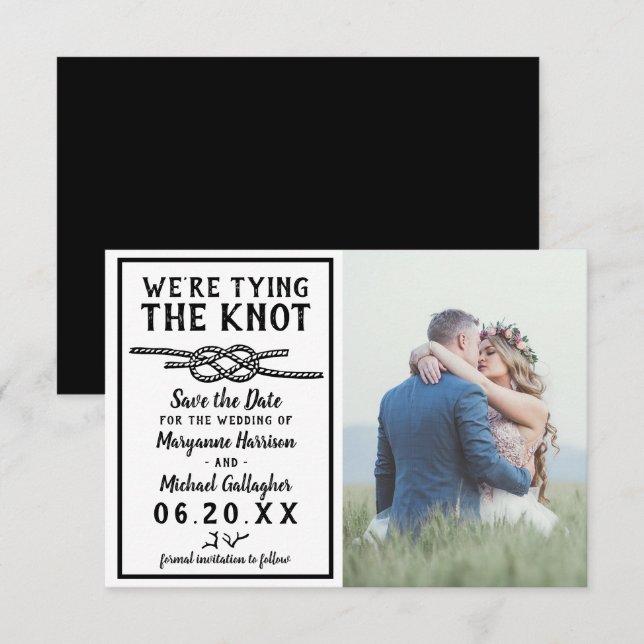 Wedding Tying the Knot Minimalist Nautical Photo Save The Date (Front/Back)