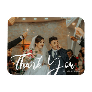 Wedding Typography 3 Colour Photo Thank You Magnet