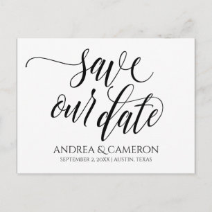 Wedding Typography Save-the-Date   Black Announcement Postcard