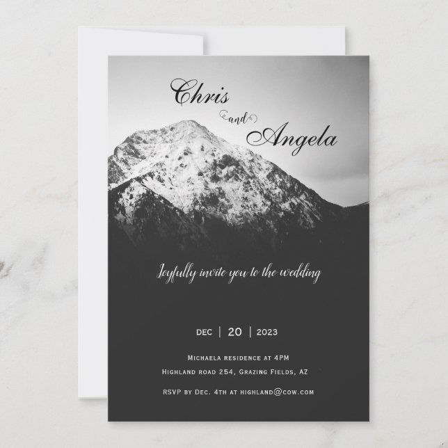 wedding under the mountains invitation (Front)