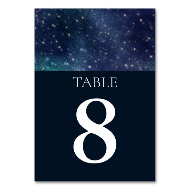 Wedding Under the Starry Night Sky Stars Celestial Table Number (Front)