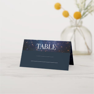 Wedding Under the Starry Night Sky Stars Navy Place Card
