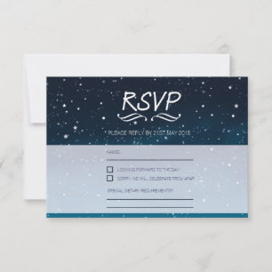 Wedding under the stars RSVP blue night sky Card