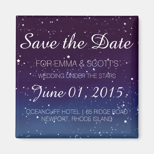 Wedding under the stars Save the Date PURPLE Magnet (Front)