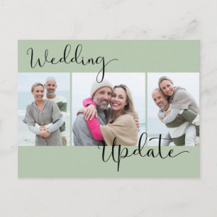 Wedding Update 3 Photo Sage Green Postpone Wedding Postcard