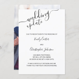 Wedding Update Custom Photo Elegant Postponement Invitation