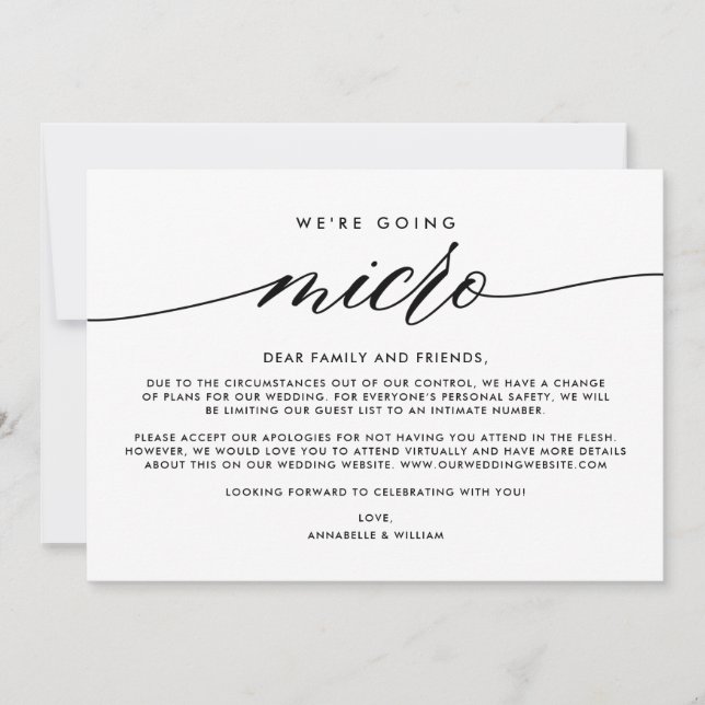 Wedding Update | We Are Going Micro Announcement (Front)