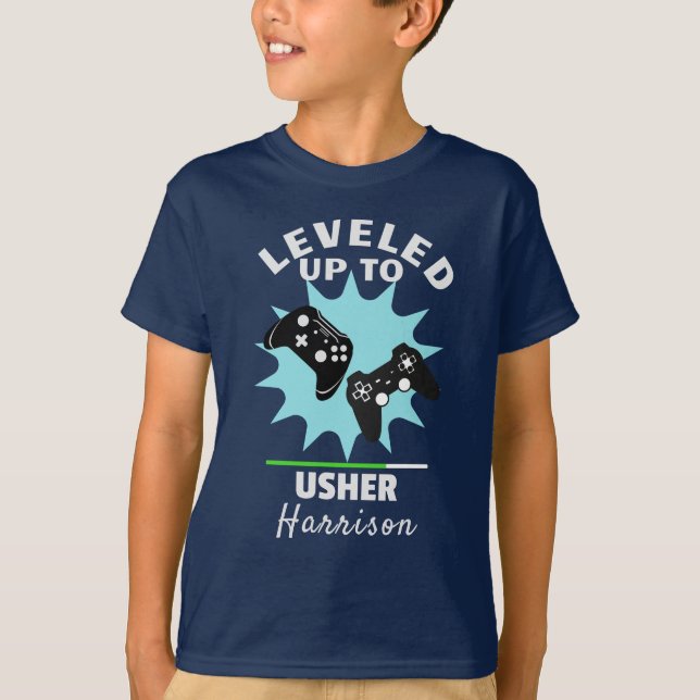 Wedding Usher Levelled Up Gamer Funny T-Shirt (Front)