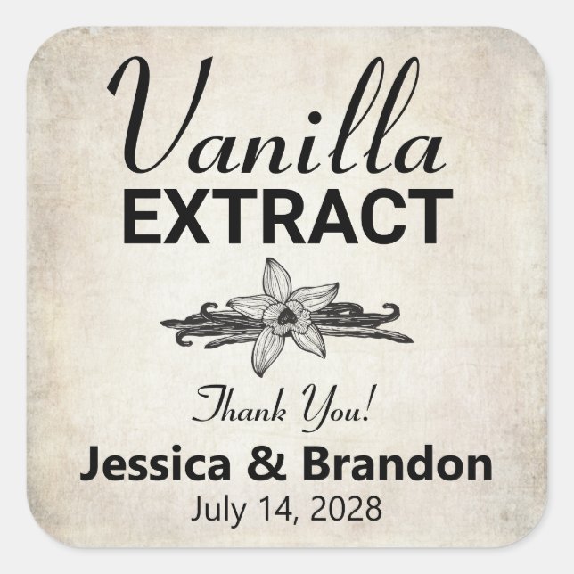 Wedding Vanilla Bean Sugar Favour label (Front)