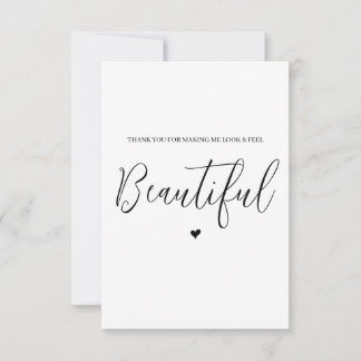 Wedding Vendor Thank You Card- Hair/Make-up