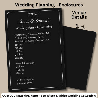 Wedding Venue info - Black White Infinity Scroll, Enclosure Card