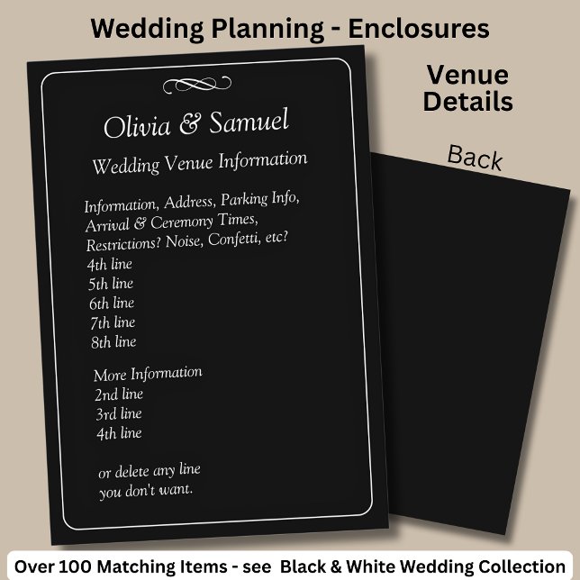 Wedding Venue info - Black White Infinity Scroll, Enclosure Card (Creator Uploaded)