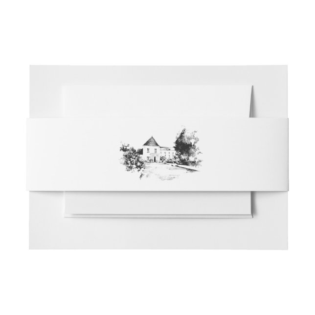 Wedding Venue Sketch Custom Drawing Wedding Invitation Belly Band (Front Example)