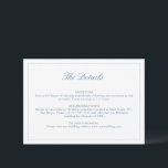 Wedding Vibrant Blue Crest Monogram Details Card<br><div class="desc">Formal & elegant blue crest monogram wedding details enclosure card.</div>