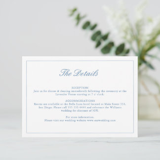Wedding Vibrant Blue Crest Monogram Details Card