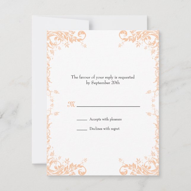 Wedding Vines (Peach) Response Card (Front)