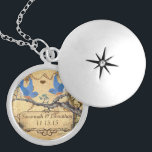 Wedding Vintage Bluebirds Anniversary Necklace<br><div class="desc">Keepsake Necklaces Choose either Silver Plated Gold Finish or Sterling Silver Unique Personalized Custom !st Christmas Gift Wedding Keepsake Wedding Party Necklaces - to change background colour - click customize - click edit - choose last tool in drop down menu and choose from one of the colours shown or enter...</div>