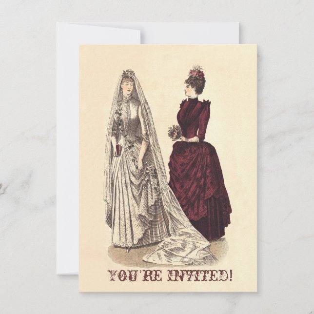 Wedding Vintage bridal party brides and bridesmaid Invitation (Front)