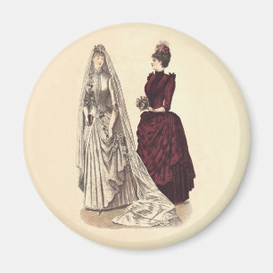 Wedding Vintage bridal party brides and bridesmaid Magnet
