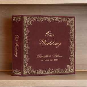 Wedding Vintage Burgundy Gold Elegant Calligraphy Binder