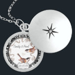 Wedding Vintage Chickadees Anniversary Necklace<br><div class="desc">Wedding Keepsake Wedding Party Necklaces - to change background colour - click customize - click edit - choose last tool in drop down menu and choose from one of the colours shown or enter your rgb hex code for your custom wedding colour- to change font colour select the text you...</div>