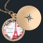 Wedding Vintage Eiffel Tower Anniversary Necklace<br><div class="desc">Wedding Keepsake Wedding Party Necklaces - to change background colour - click customize - click edit - choose last tool in drop down menu and choose from one of the colours shown or enter your rgb hex code for your custom wedding colour- to change font colour select the text you...</div>
