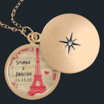 Wedding Vintage Eiffel Tower Anniversary Necklace<br><div class="desc">Wedding Keepsake Wedding Party Necklaces - to change background colour - click customize - click edit - choose last tool in drop down menu and choose from one of the colours shown or enter your rgb hex code for your custom wedding colour- to change font colour select the text you...</div>